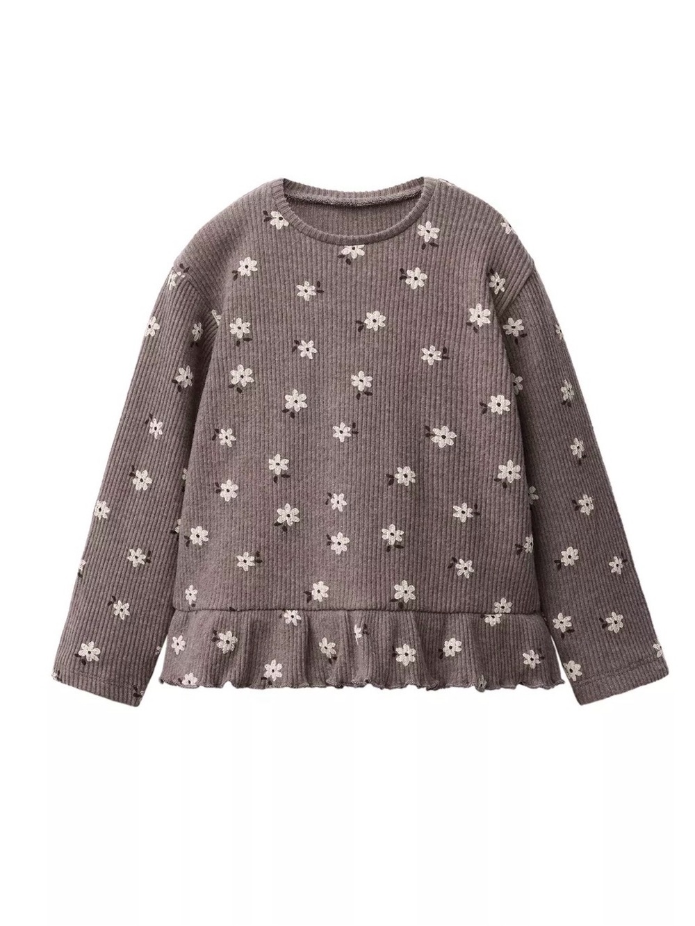 ZARA Mauve Floral Knit Ruffle Hem Matching Set